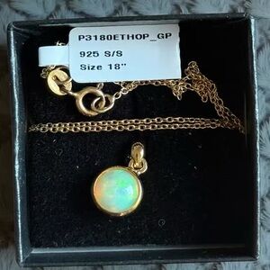 Stampd Gold Necklace with Opal Pendant